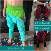 Big Kids Color Blocked Grow With Me Drop Crotch Pants- PDF Apple Tree Sewing Pattern