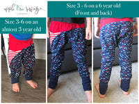 All Sizes Color Blocked Grow With Me Drop Crotch Joggers Trousers - PDF Apple Tree Sewing Pattern